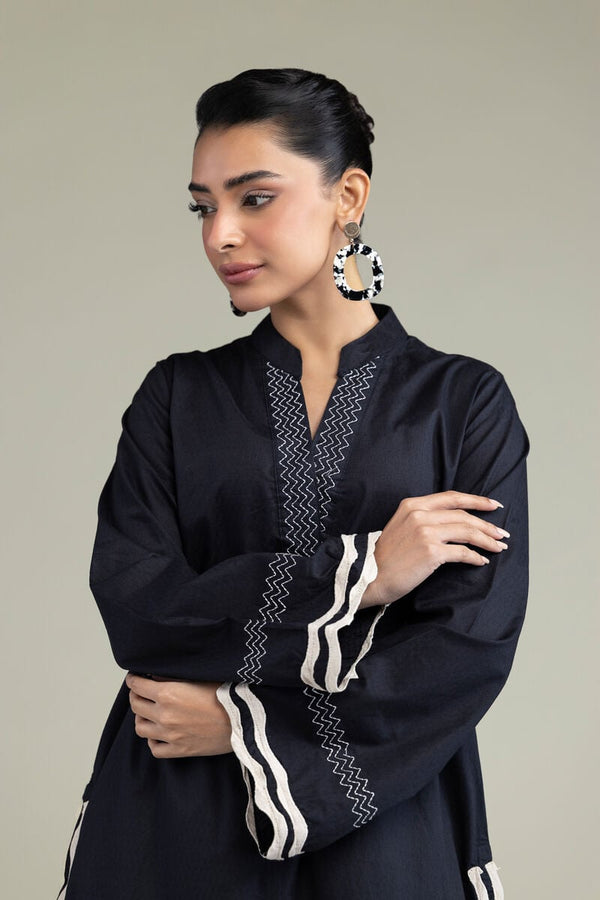 Black Cotton Kurta