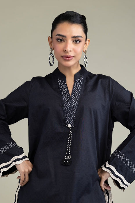 Black Cotton Kurta