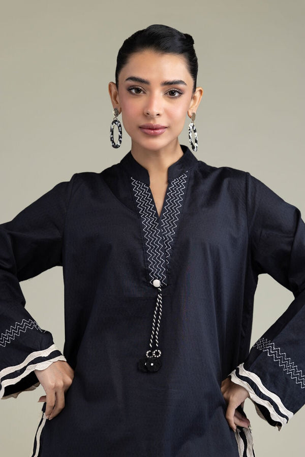 Black Cotton Kurta