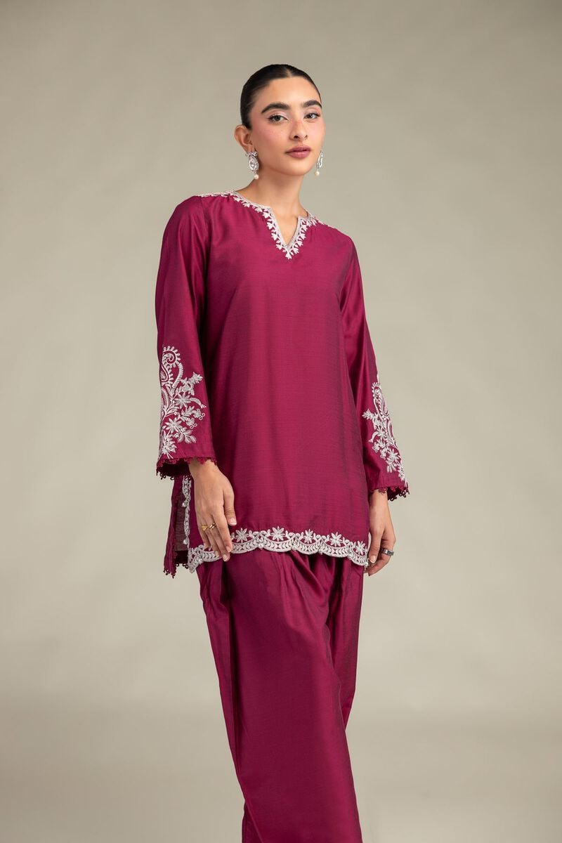 Silk V-Neck Kurta
