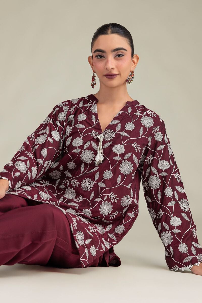 Floral Maroon Kurta