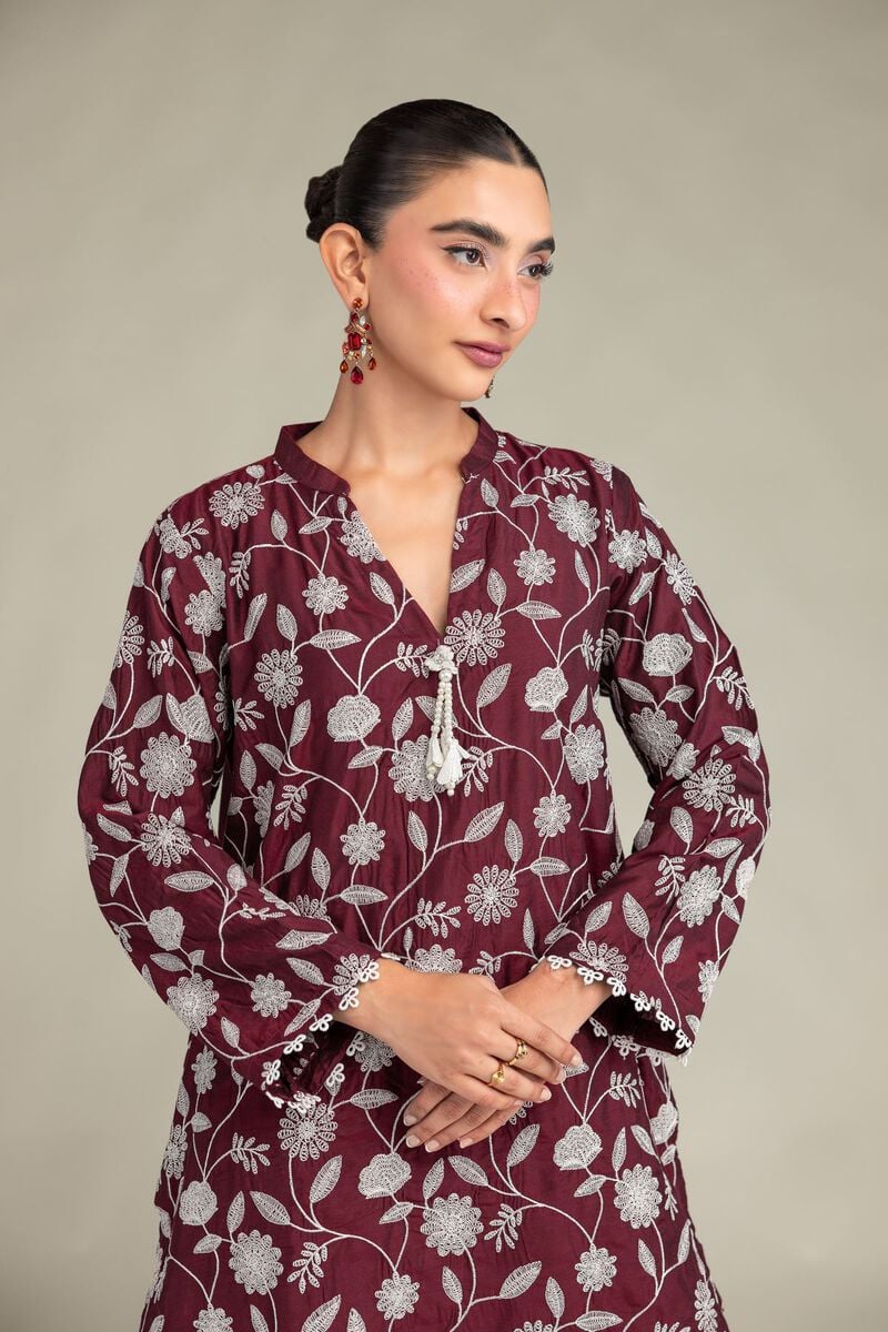 Floral Maroon Kurta
