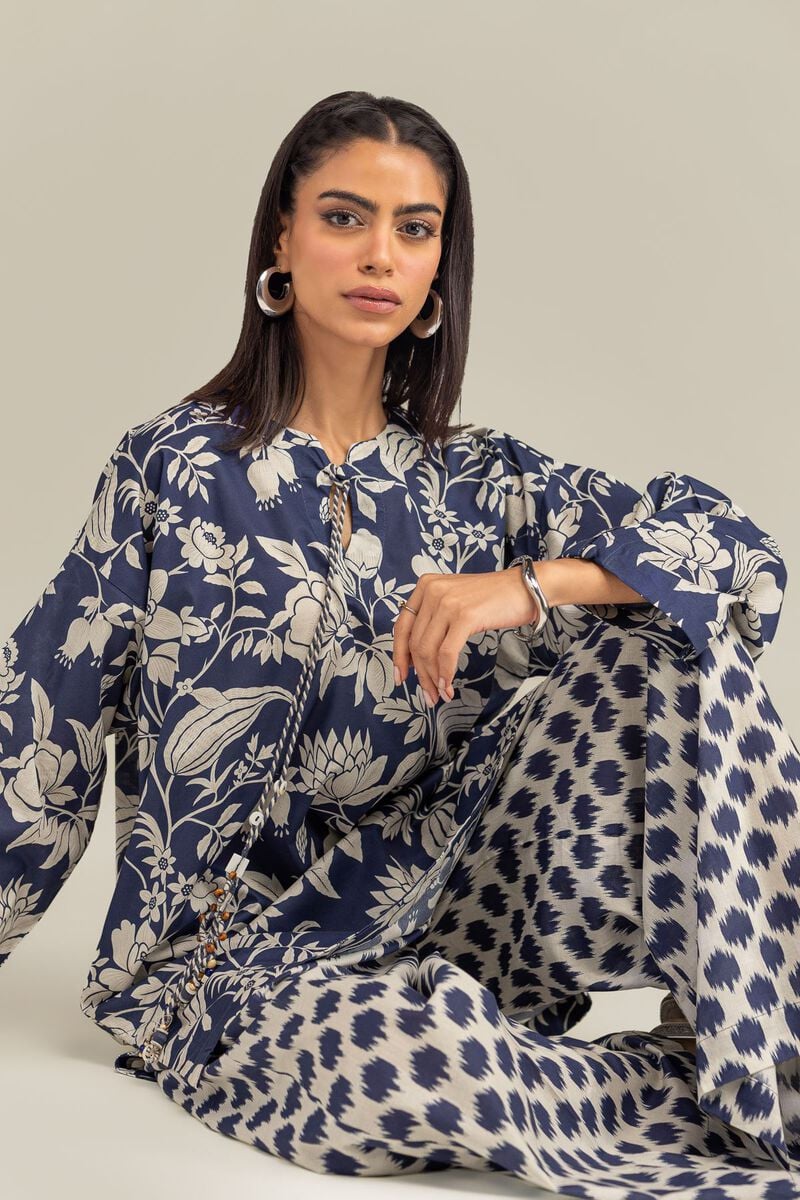Floral Navy Kurta