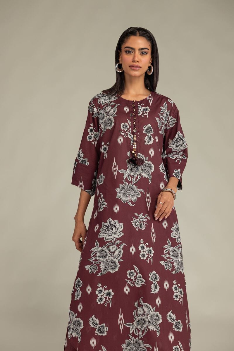 Maroon Floral Kurta Main image