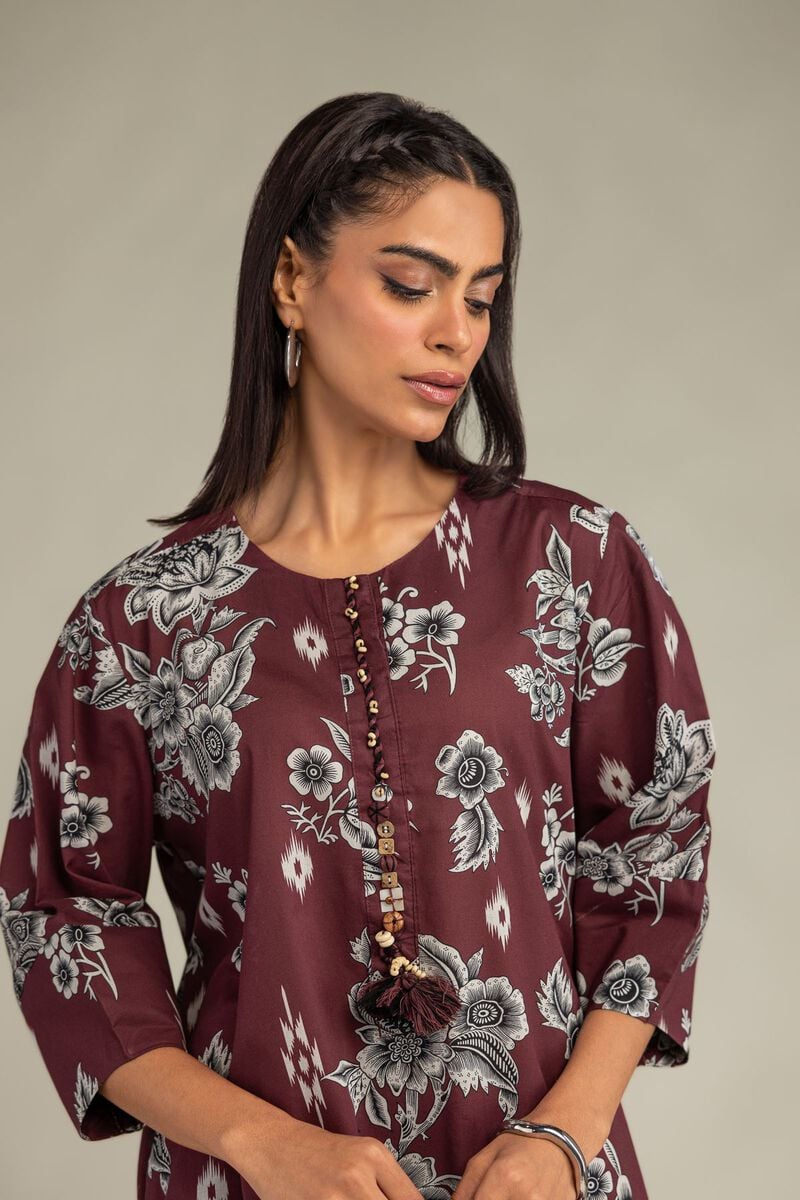 Maroon Floral Kurta Secondary image