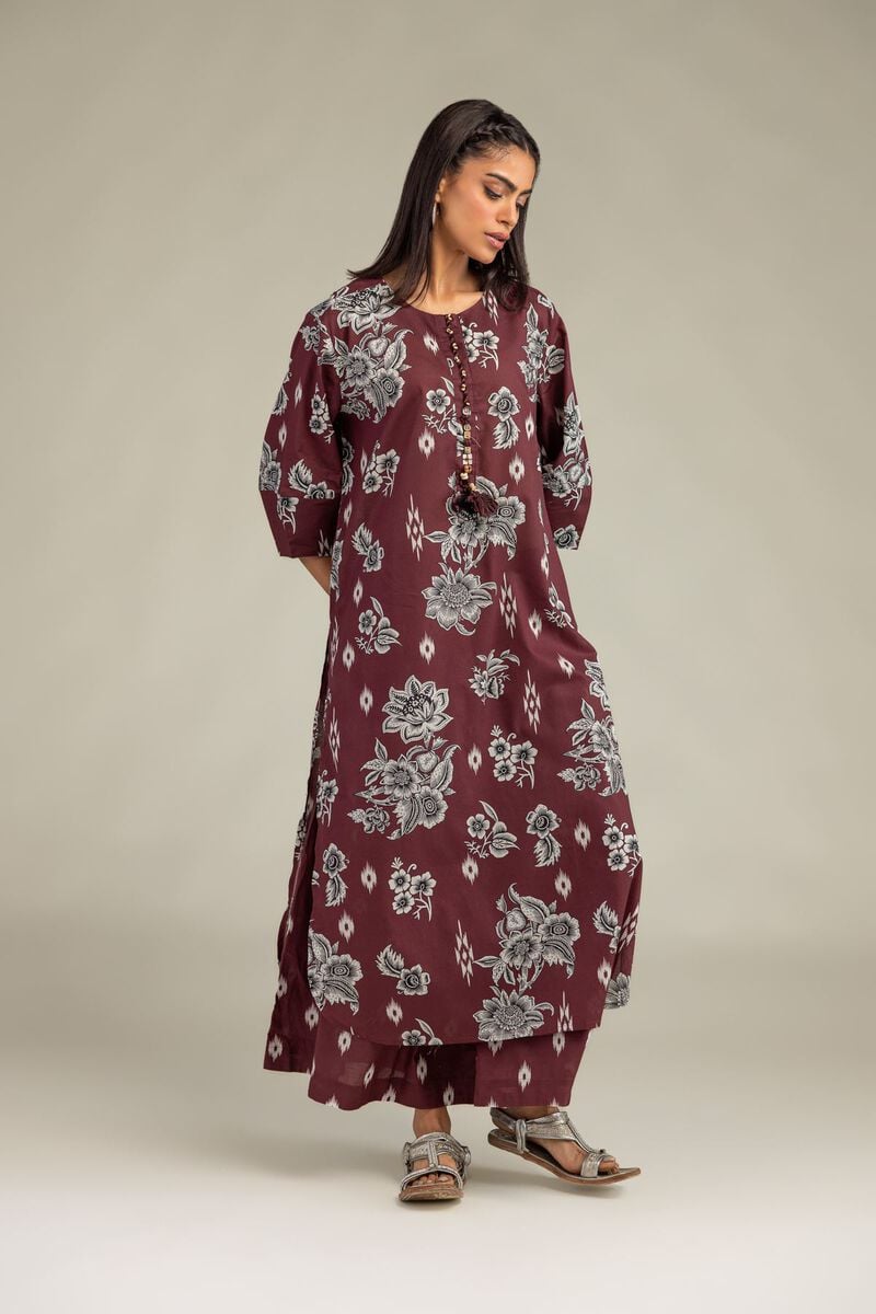 Maroon Floral Kurta
