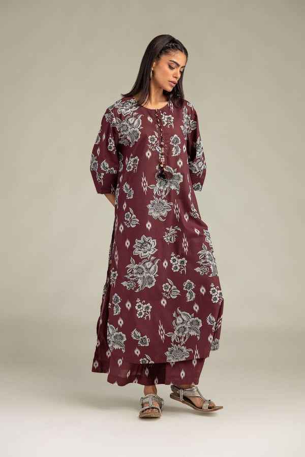 Maroon Floral Kurta