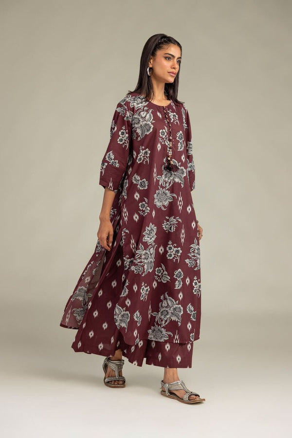 Maroon Floral Kurta