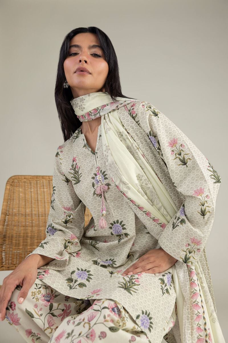 Printed Lawn Dupatta Secondary image