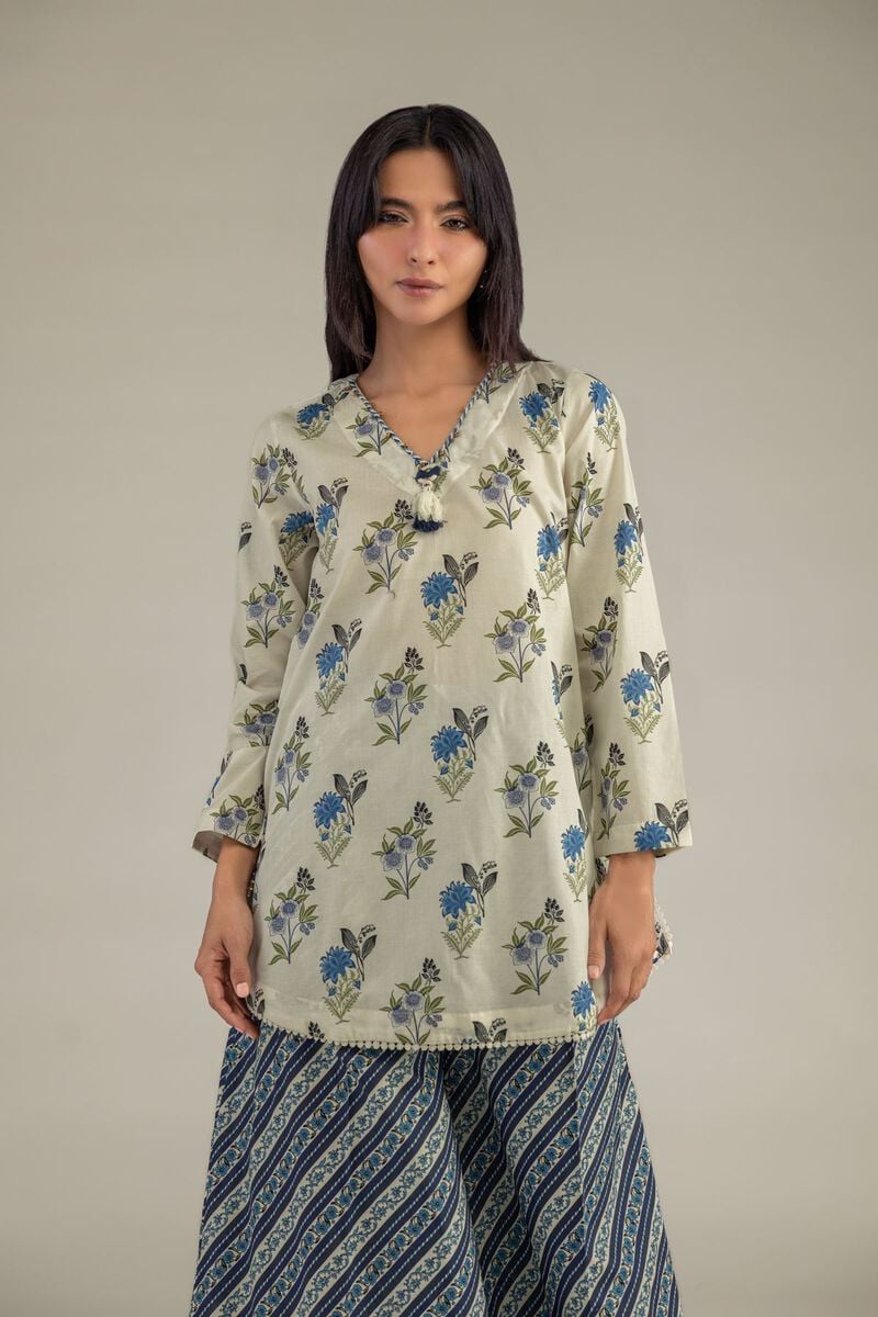 Floral V-Neck Kurta