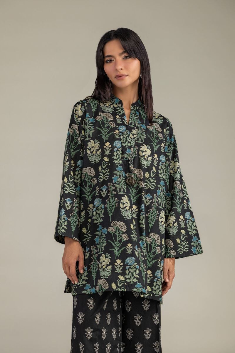 Black Floral Kurta