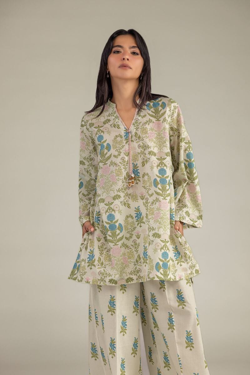 Floral V-Neck Kurta