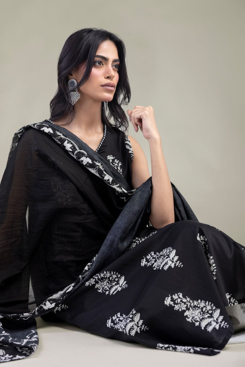 Black Floral Dupatta