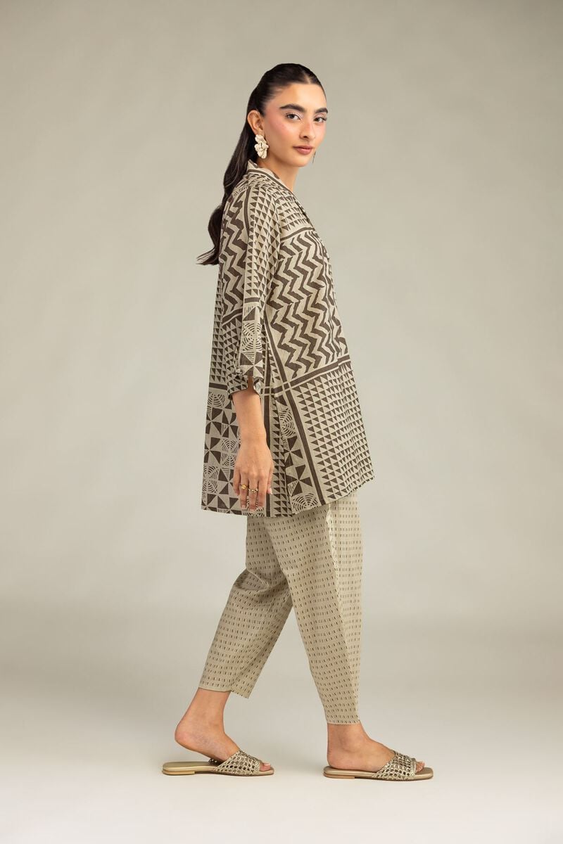 Beige Printed Pants