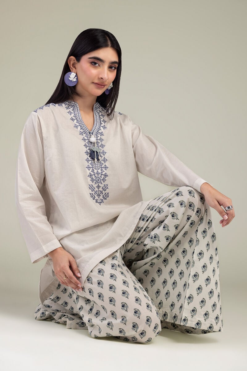 White V-Neck Kurta