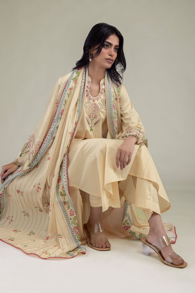 Floral Beige Kurta