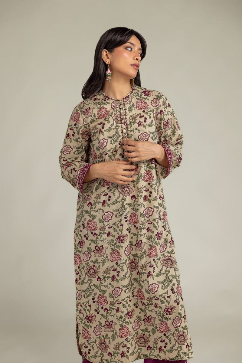 Floral Beige Kurta Main image