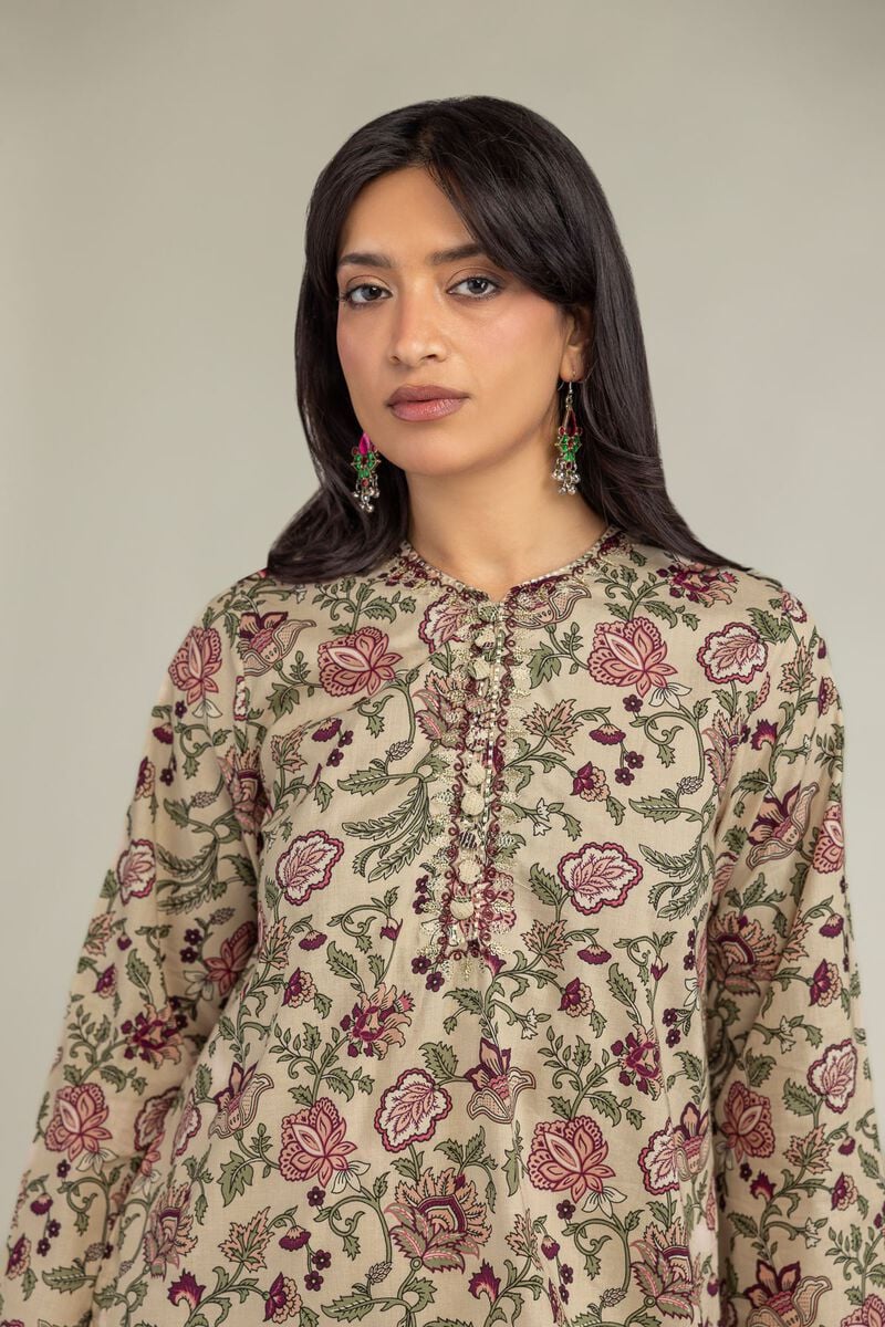 Floral Beige Kurta Secondary image
