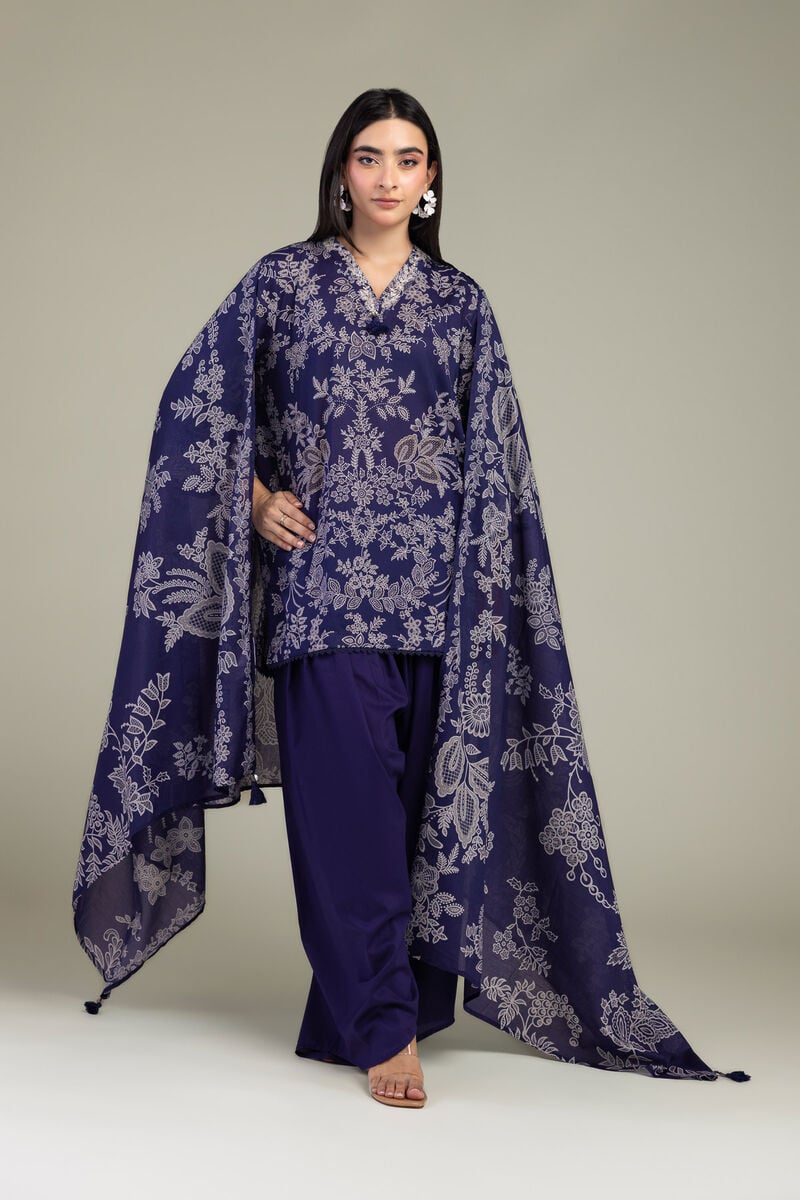 Floral Navy Kurta