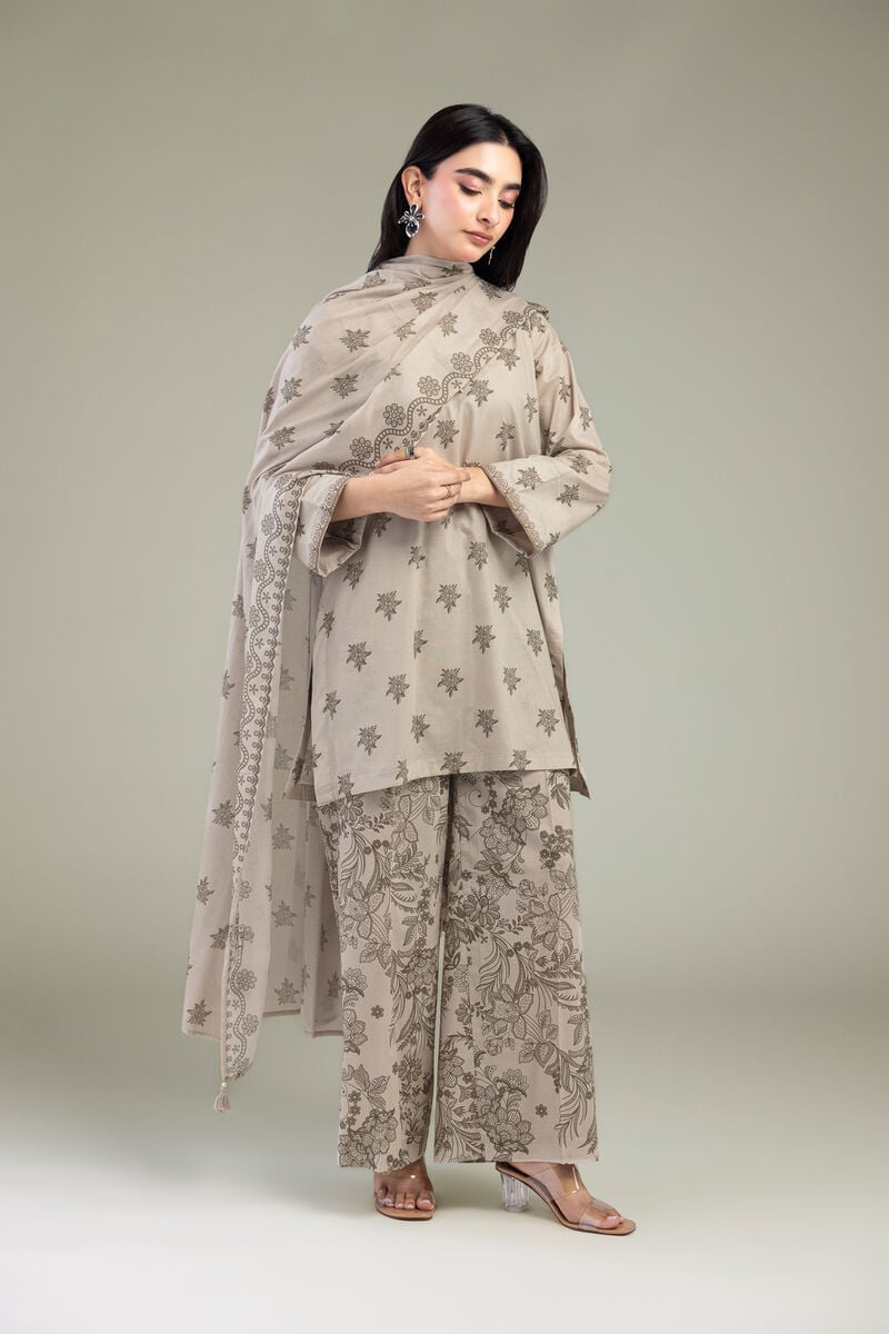 Beige Floral Pants