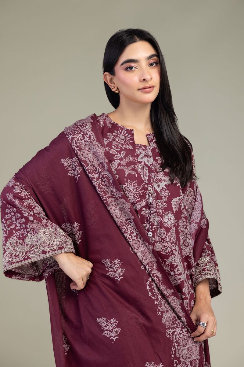 Maroon Lawn Dupatta