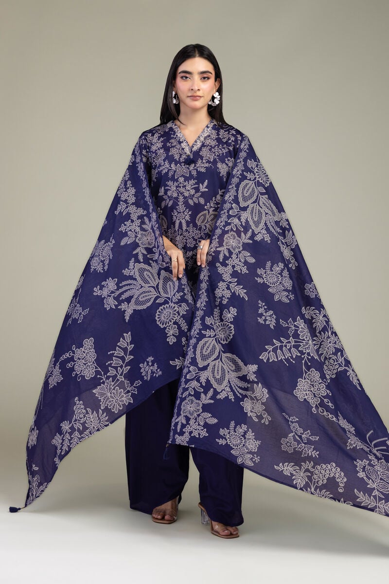 Floral Navy Dupatta