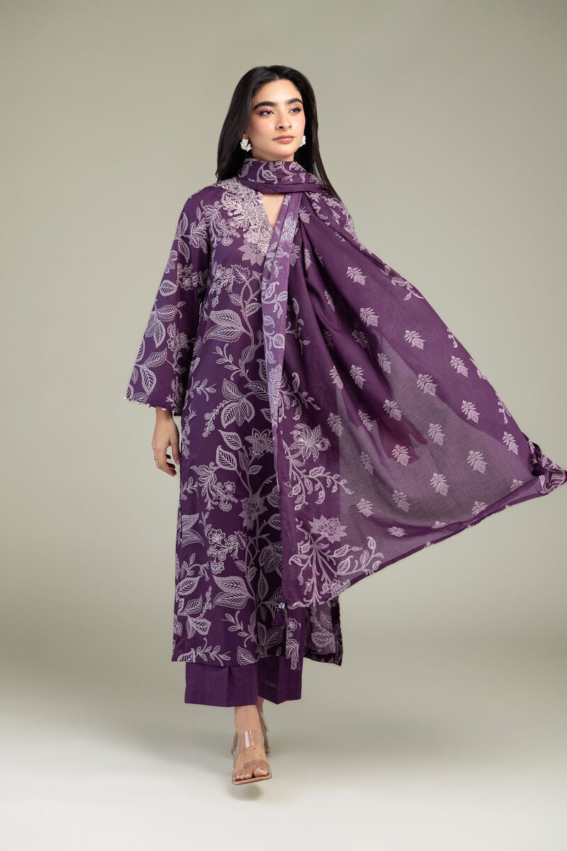 Floral Purple Dupatta