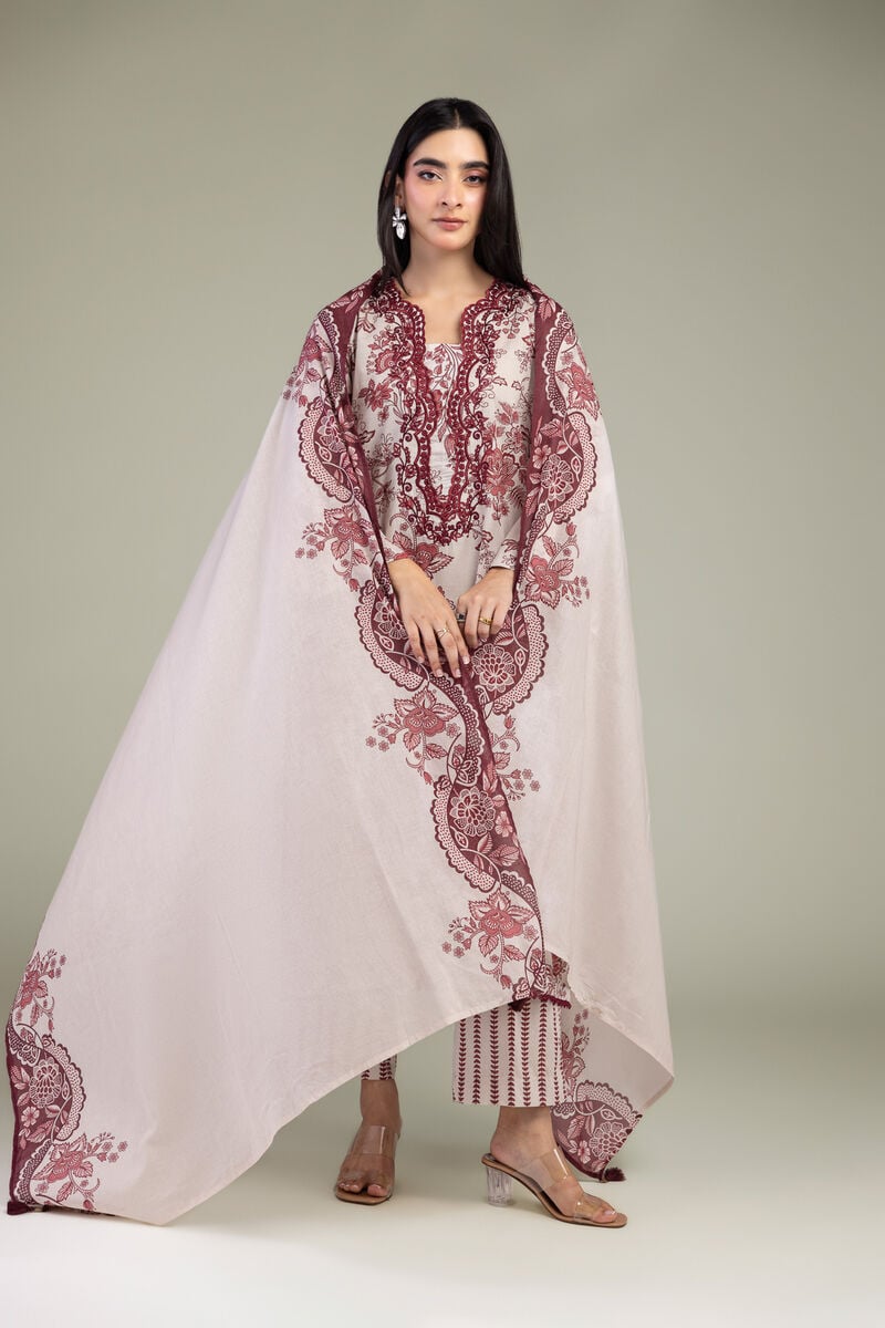 Pink Floral Dupatta
