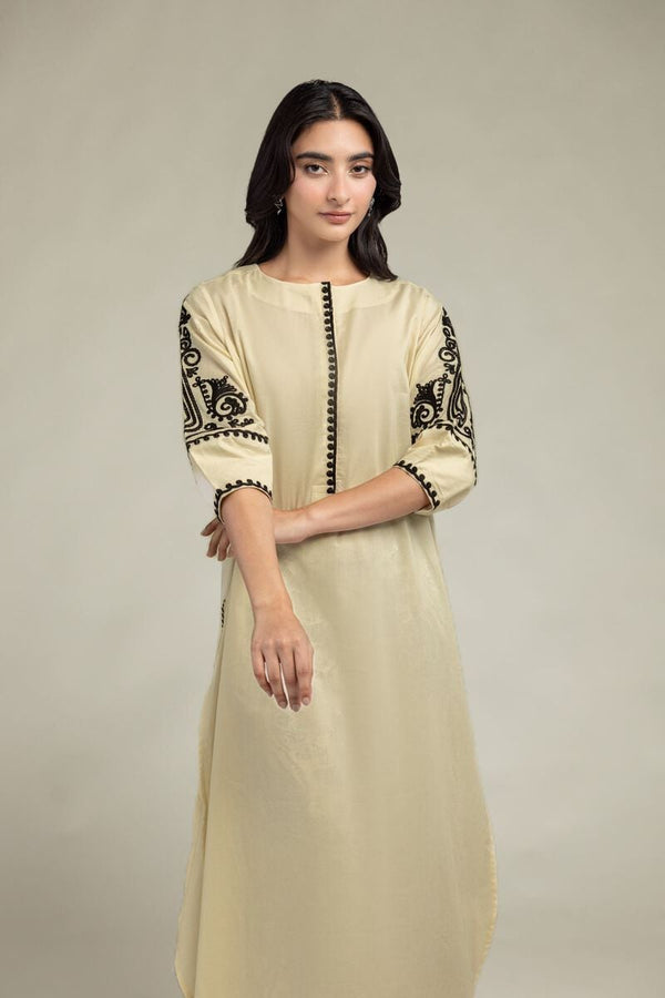 Beige Round-Neck Kurta