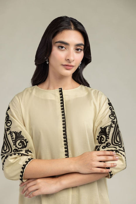Beige Round-Neck Kurta