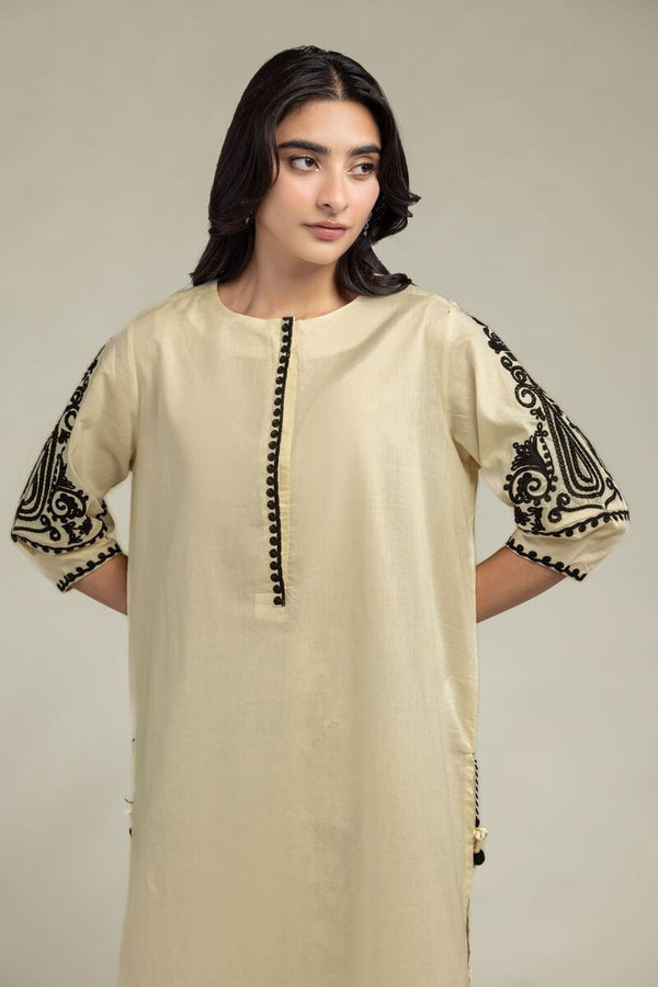 Beige Round-Neck Kurta