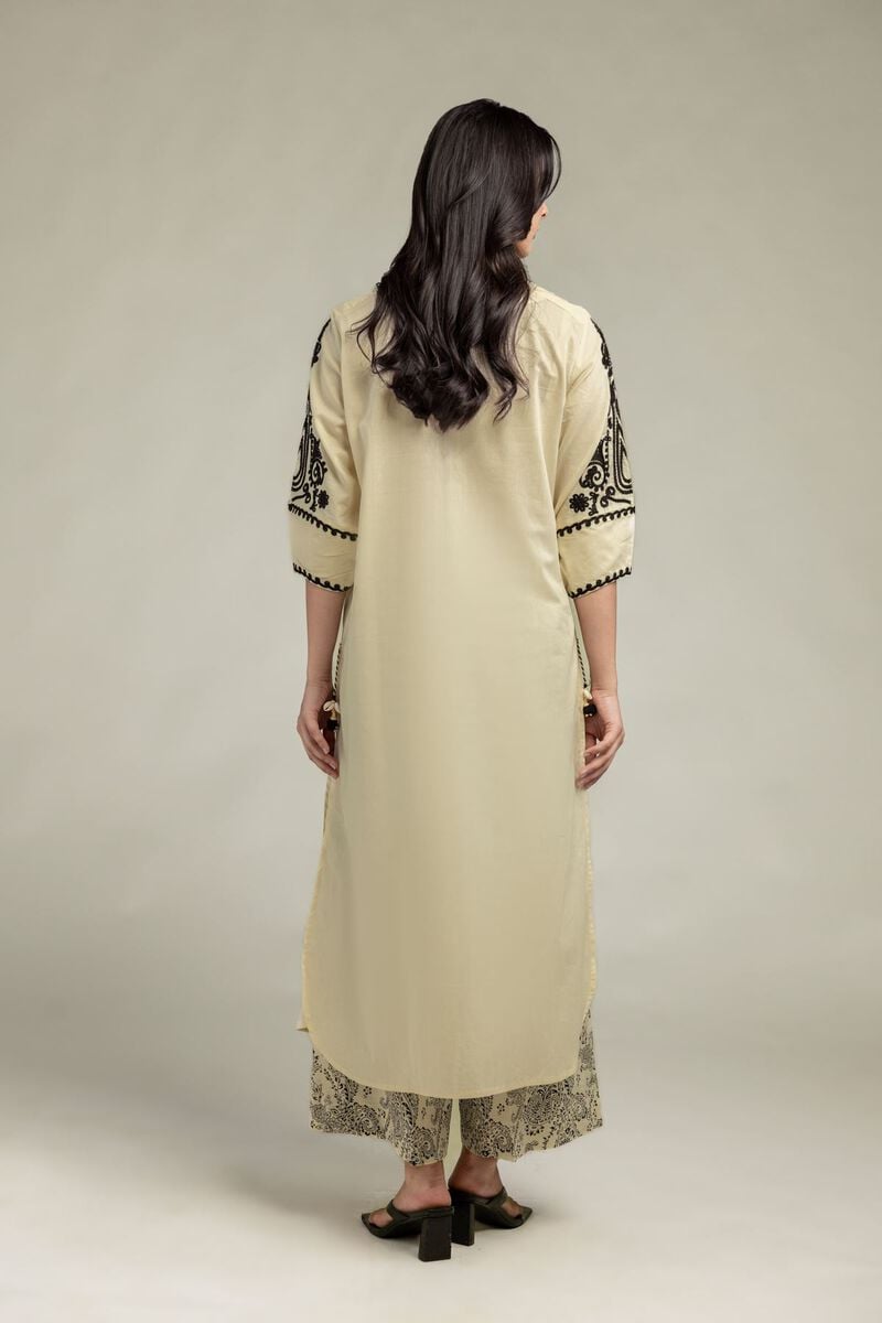 Beige Round-Neck Kurta