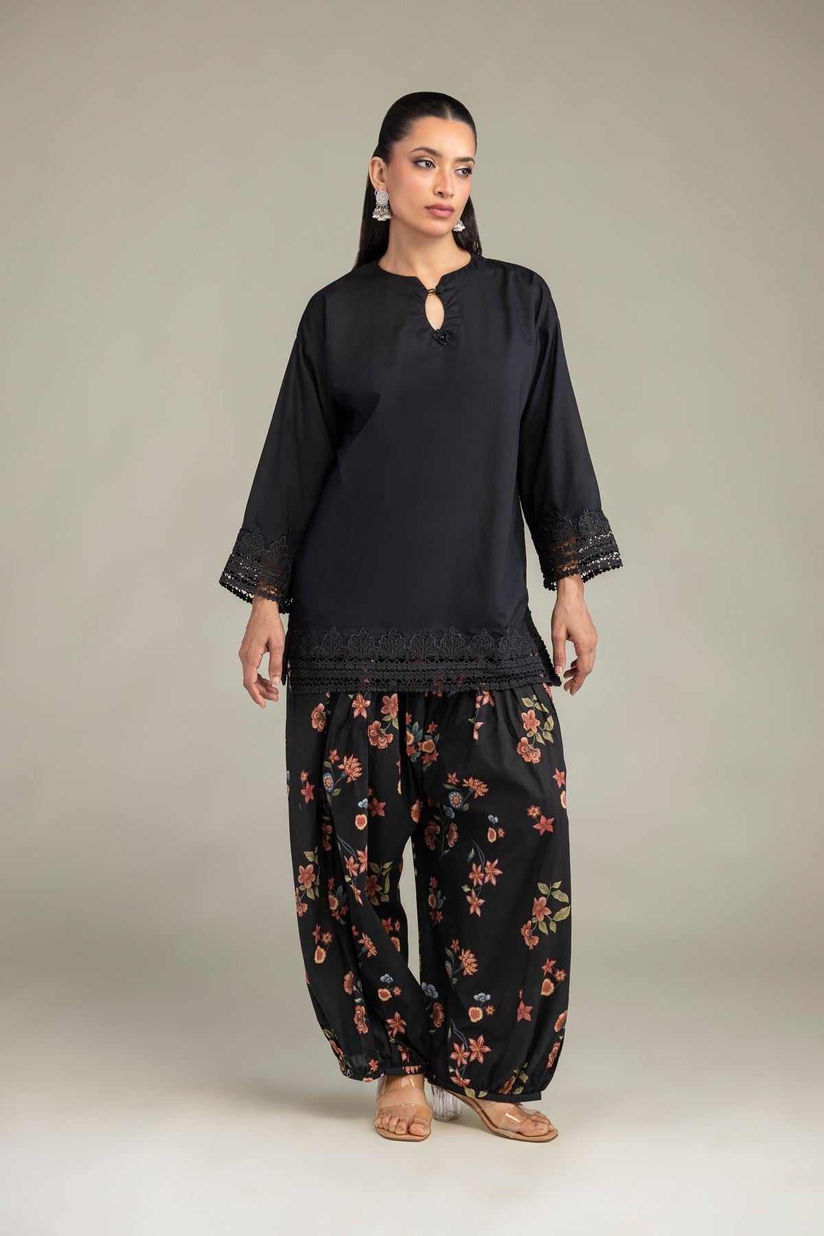 Black Floral Shalwar