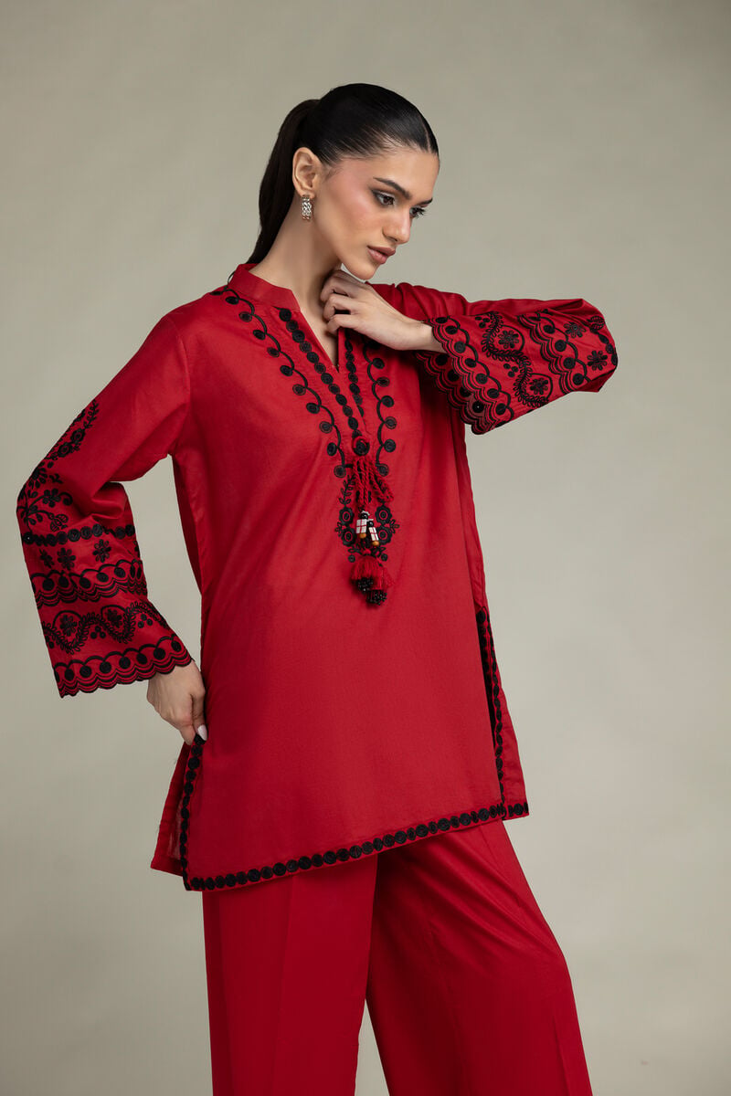 Red Cambric Kurta Secondary image
