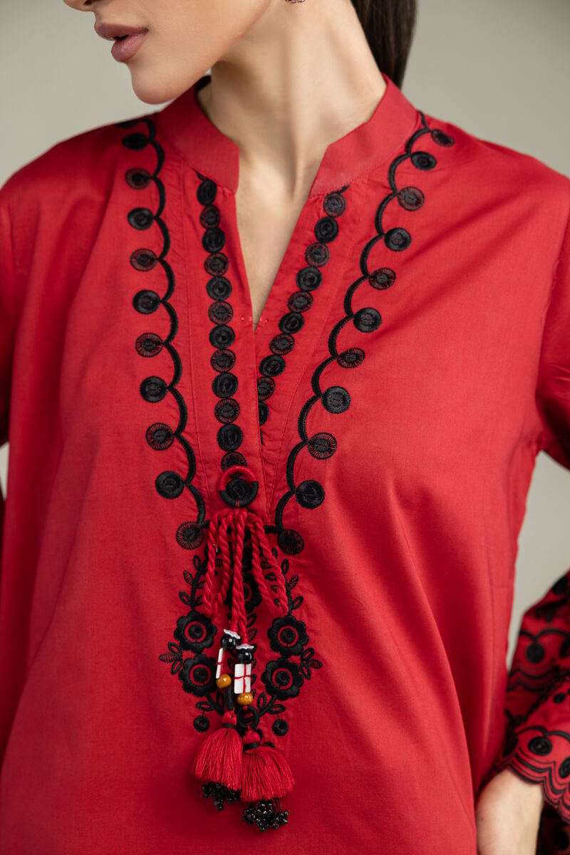 Red Cambric Kurta