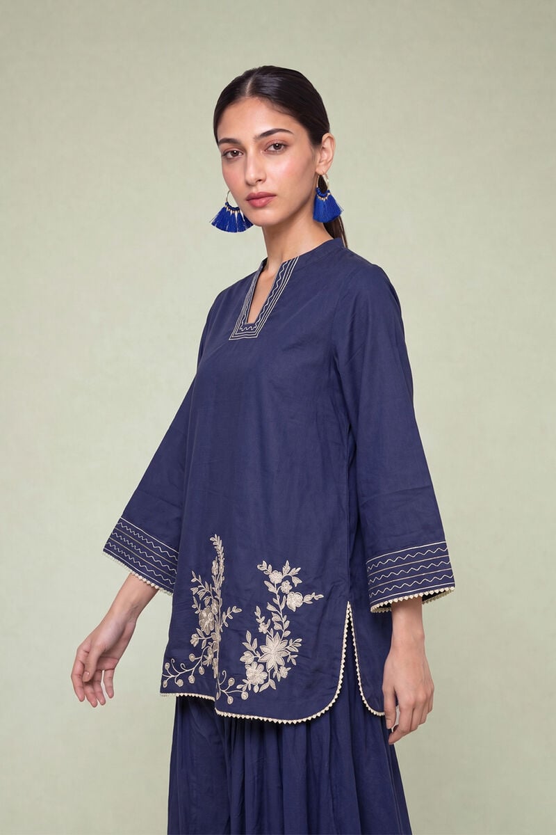 Floral Navy Kurta