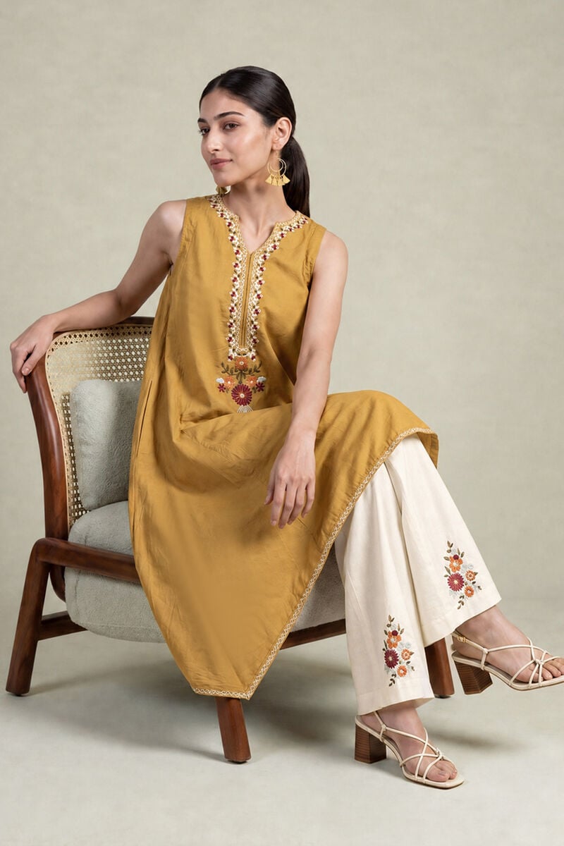 Mustard Sleeveless Kurta