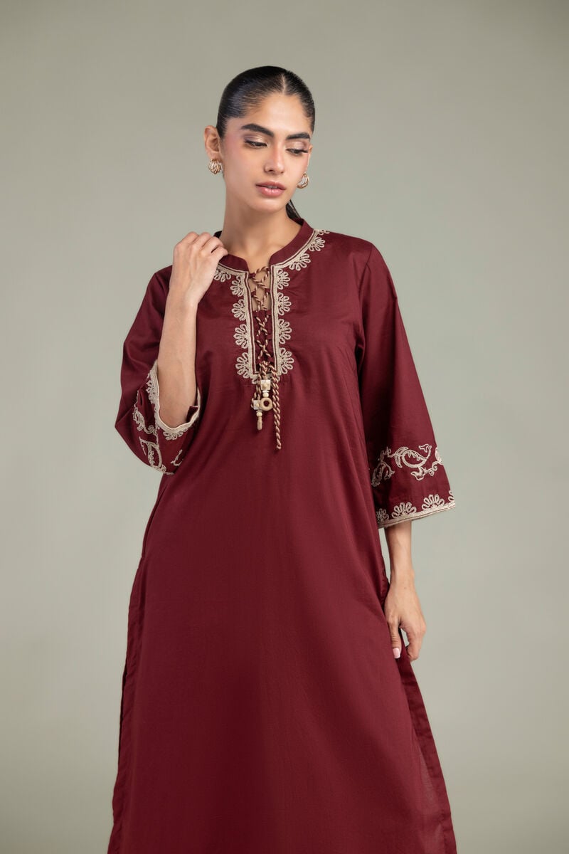 Cambric Maroon Kurta