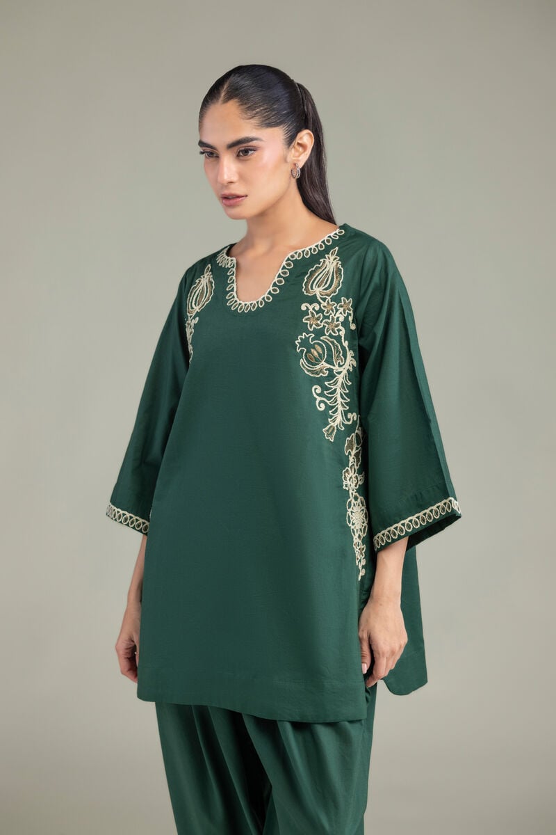 V-Neck Green Kurta