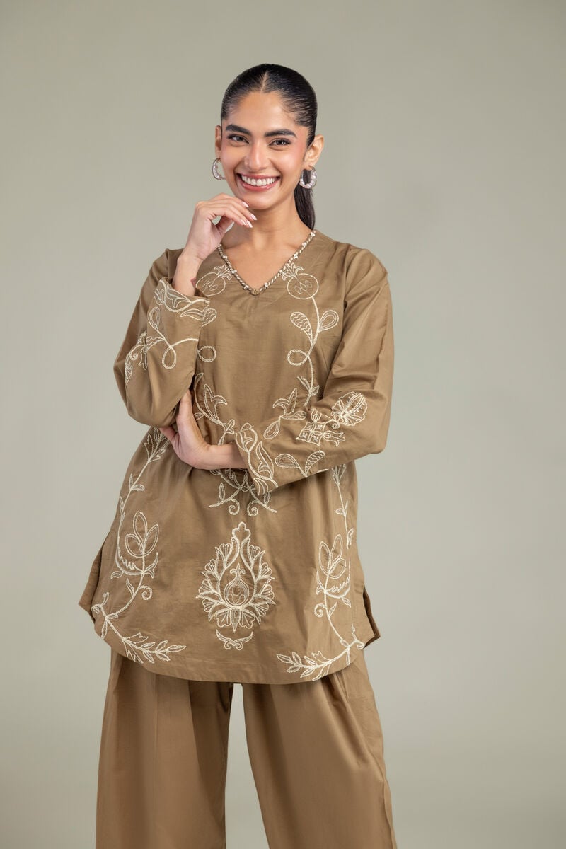 V-neck Cambric Kurta