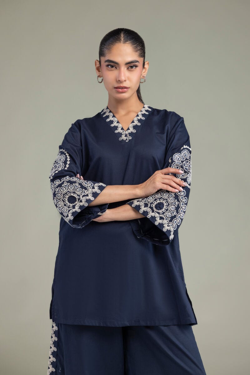 V-Neck Navy Kurta
