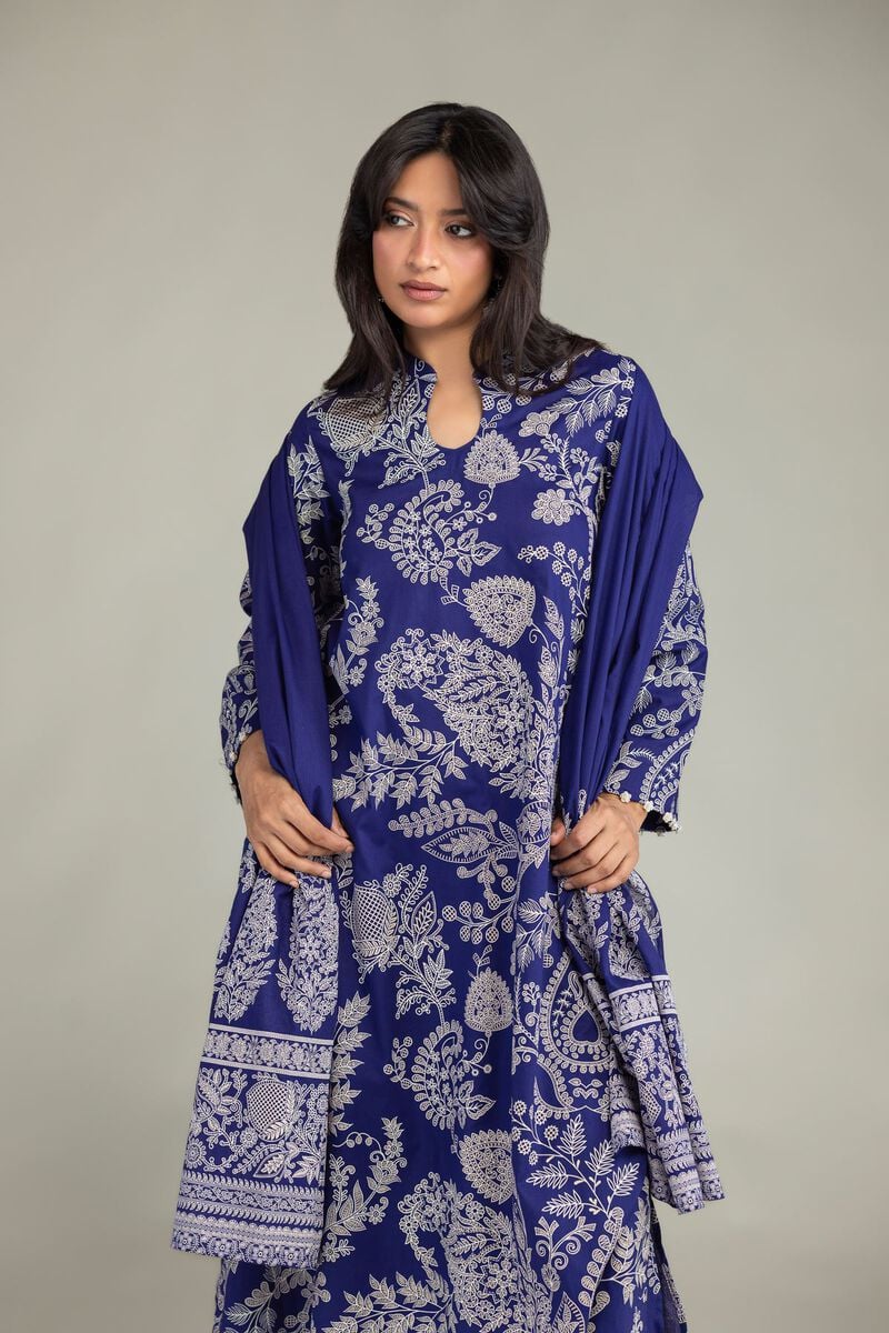 Floral Navy Kurta