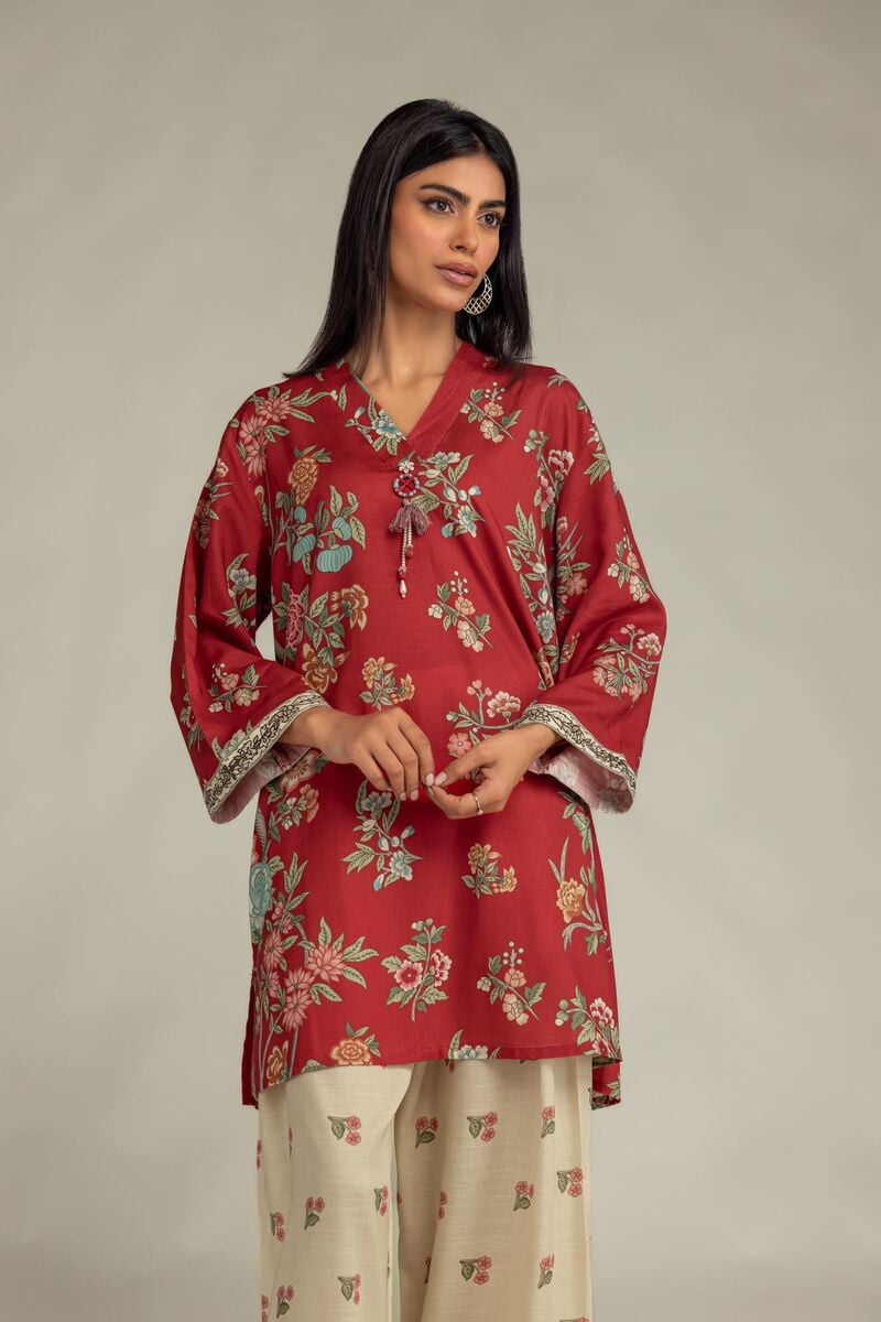 Floral Red Kurta