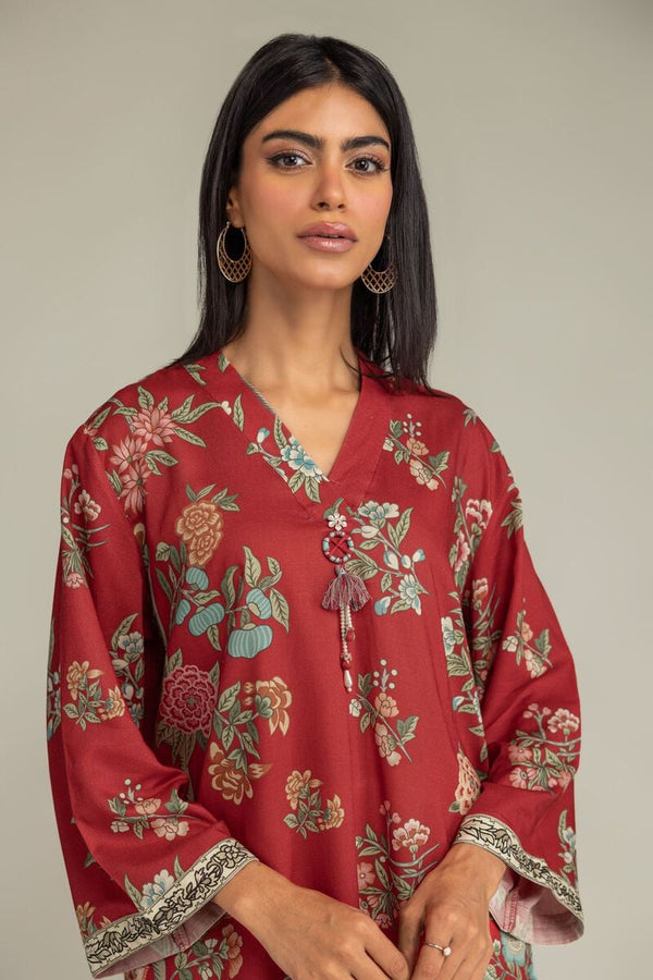 Floral Red Kurta