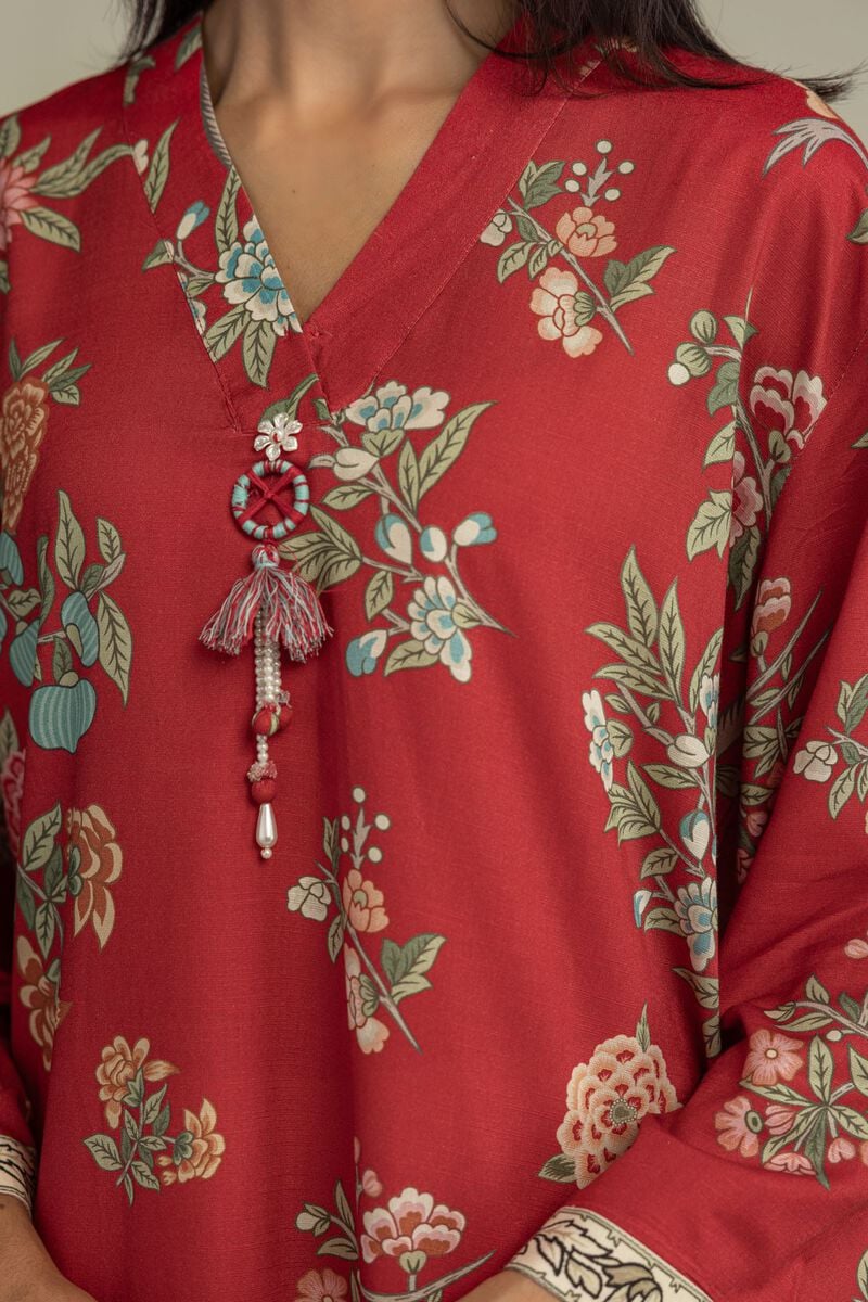 Floral Red Kurta