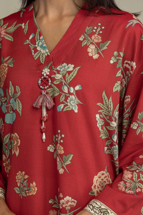 Floral Red Kurta