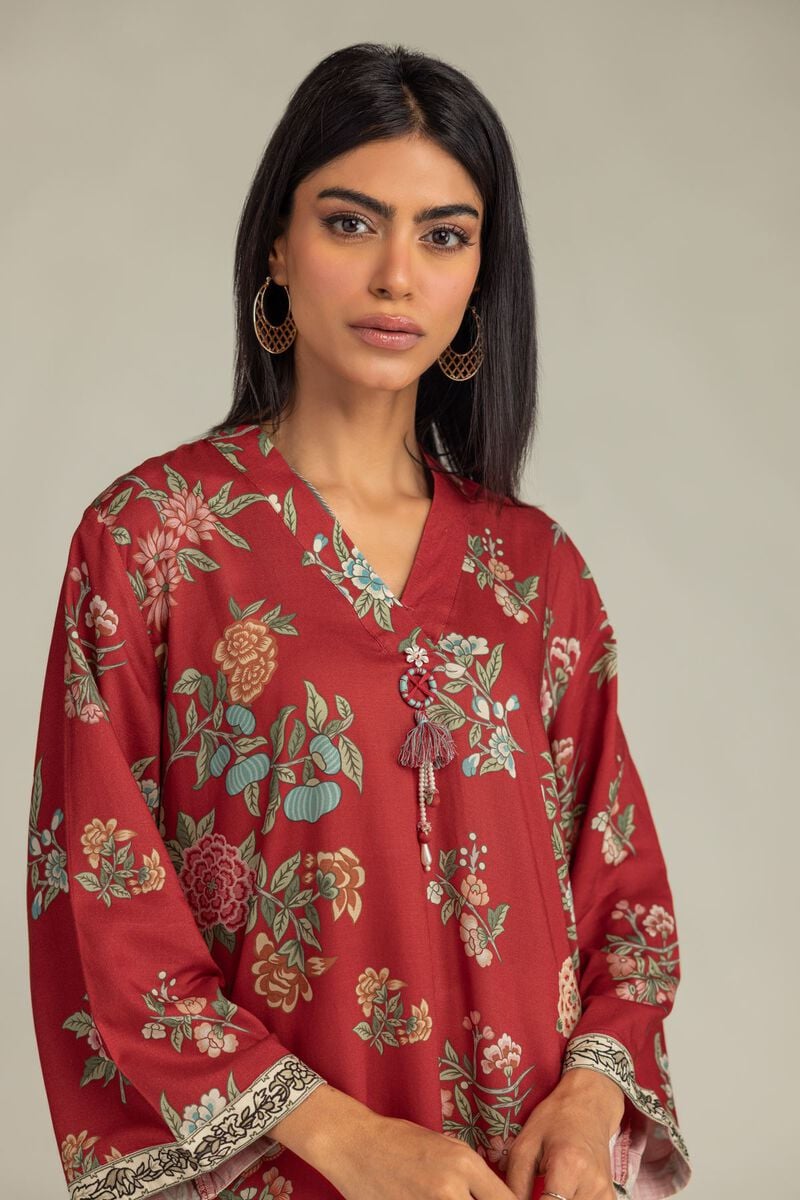 Floral Red Kurta