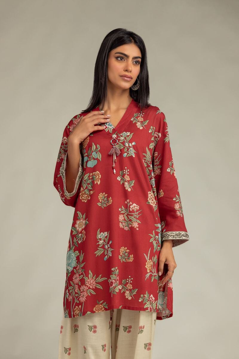 Floral Red Kurta