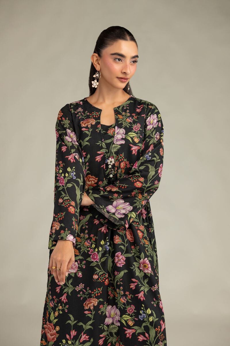 Black Floral Kurta