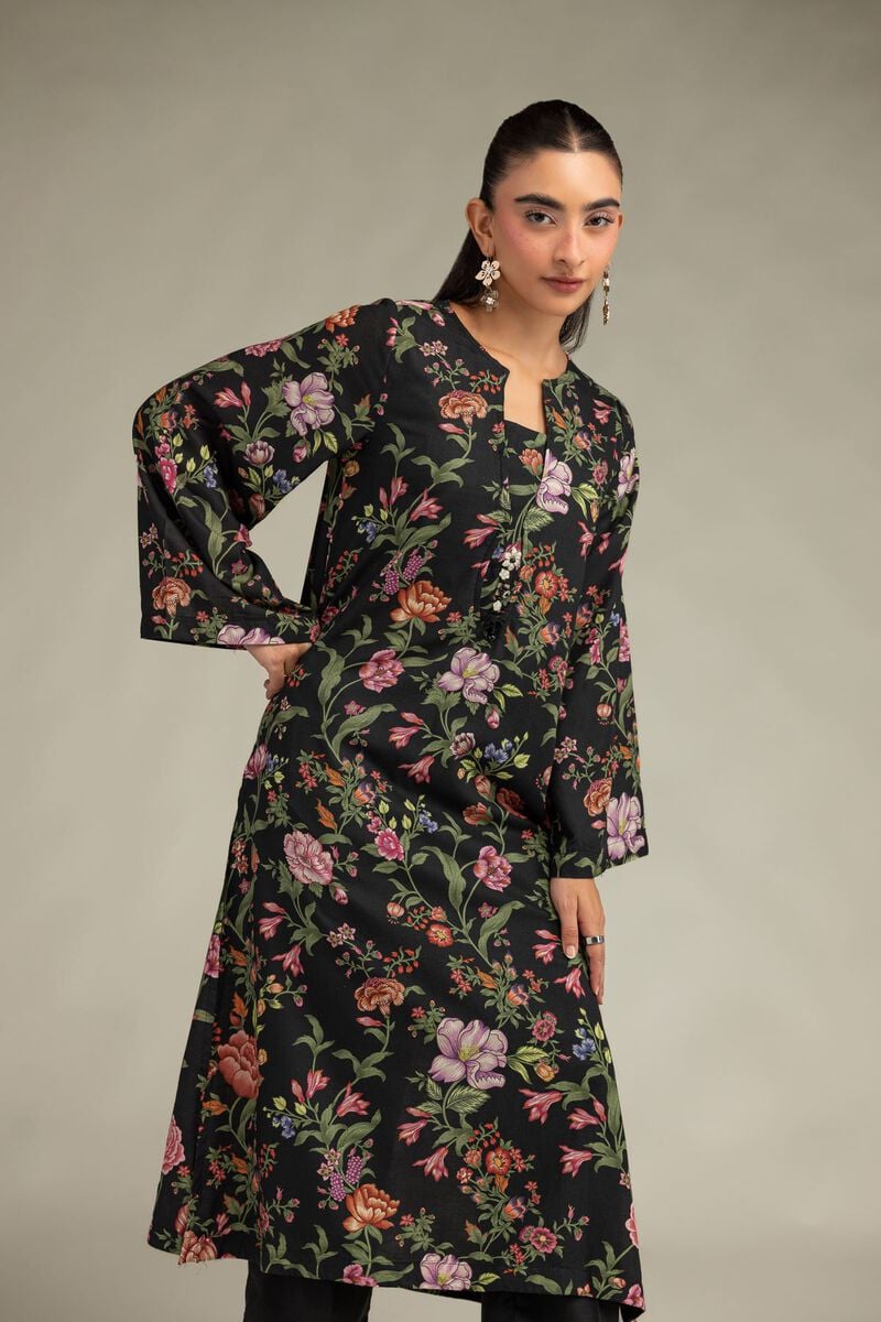 Black Floral Kurta
